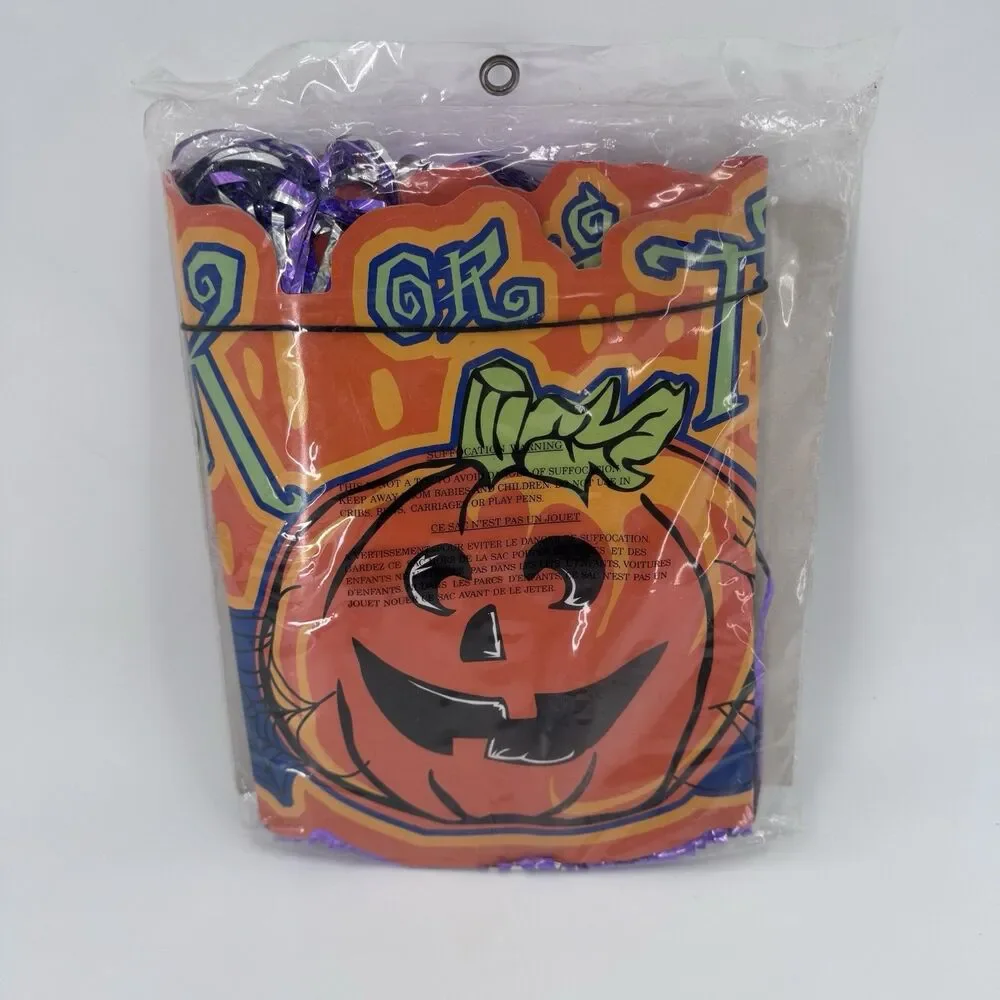 Vintage Halloween Foil Door Curtain Jack O Lantern Decoration 54